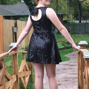 Black Sequin Dress with Bow